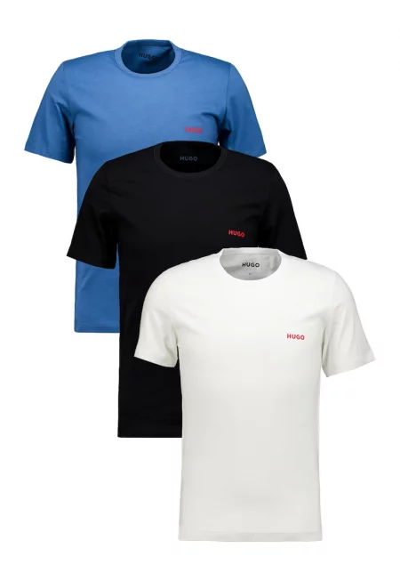 Домашна памучна тениска - 3 броя - Черен/Бял/Светлосин