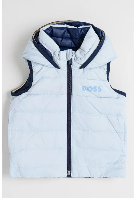 Двулицев елек с пухена вата - Пастелносин