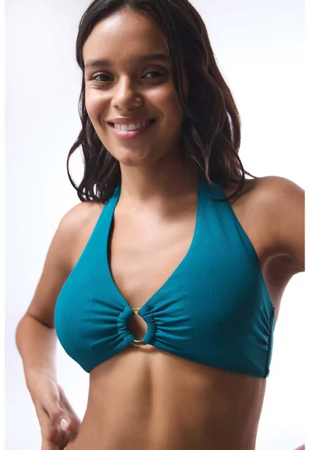 Горнище на бански с рипс - Аква зелено