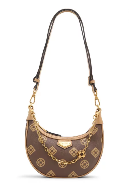 Хобо чанта Avibelle от еко кожа с верижка - Кафяв