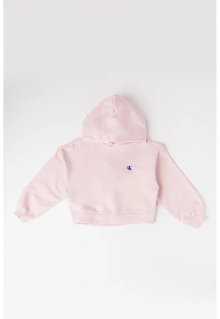 Худи с памук и лого - Пастелнорозов/Кралско Синьо