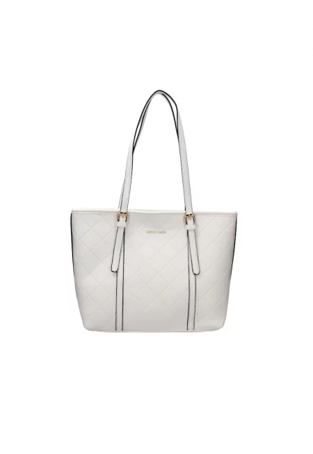 Капитонирана чанта за рамо от еко кожа - Бял