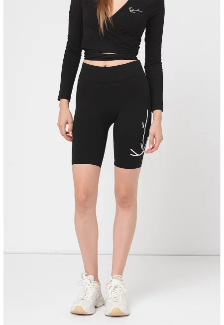 Къс клин с бродирано лого - Черен