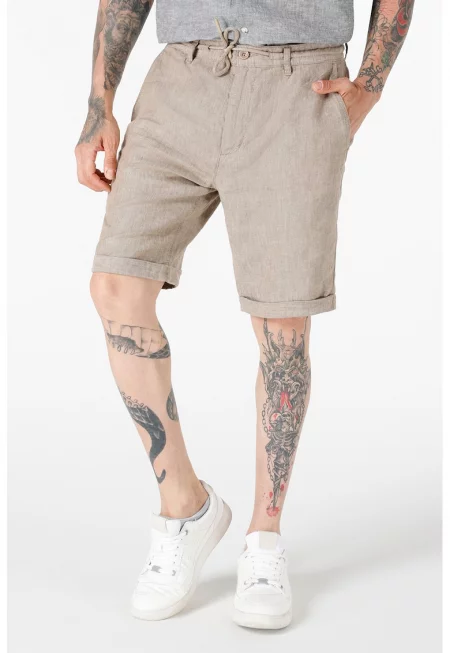 Къс ленен панталон с връзка