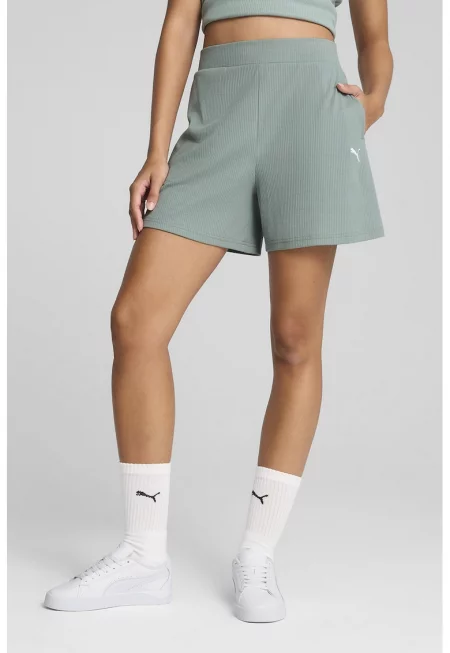 Къс рипсен панталон с лого