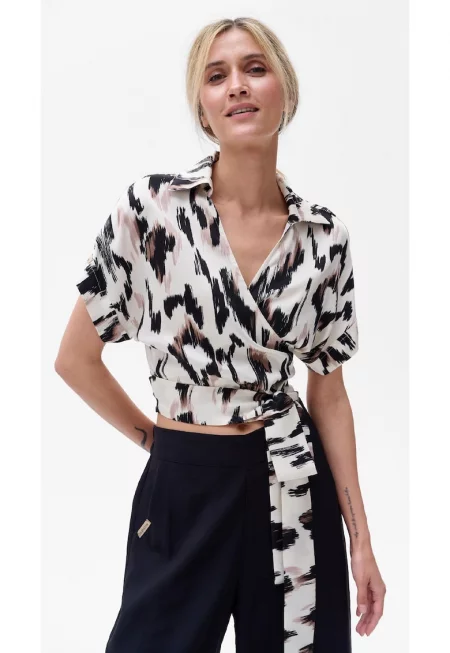 Къса блуза с принт