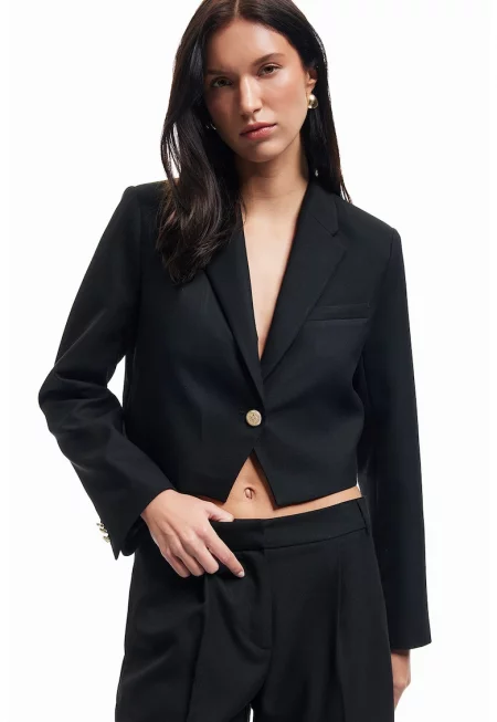 Късо сако с едно копче - Черен