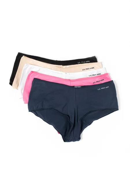 Комплект бикини тип хипстър – 5 чифта - Бял/Черен/Тъмносин