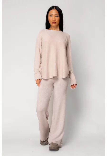 Комплект Vellera Пуловер и дълъг панталон Бежов 18293