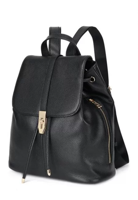 Кожена раница Milo с регулируеми презрамки - Черен