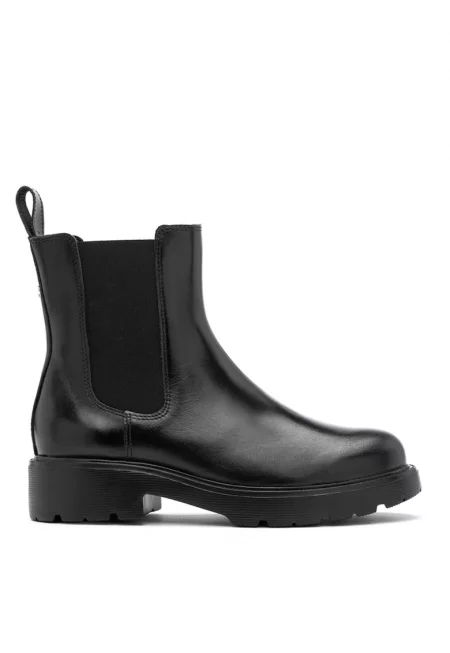 Кожени боти Chelsea с текстил - Черен