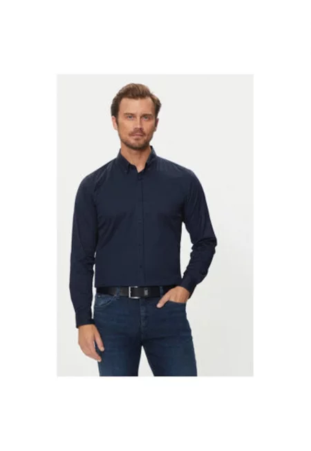 Мъжка риза -  304018138 - Памук/Полиамид - Синя