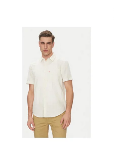 Мъжка риза  размер S - 86624-0065 - Лен/Вискоза - Бяла