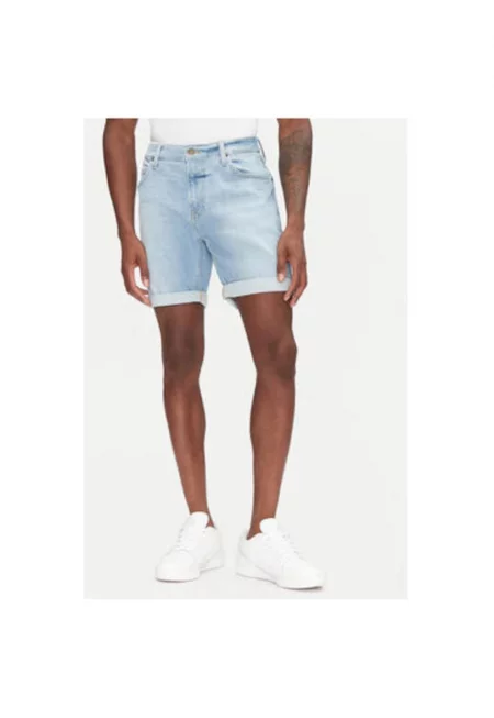 Мъжки дънкови шорти  112363926 - памук - син - Син