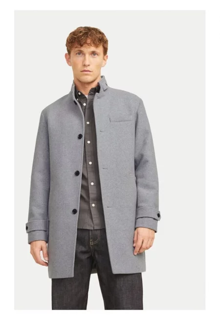 Мъжко палто -  Melton 12258672 - Сиво - Полиестер/Вълна