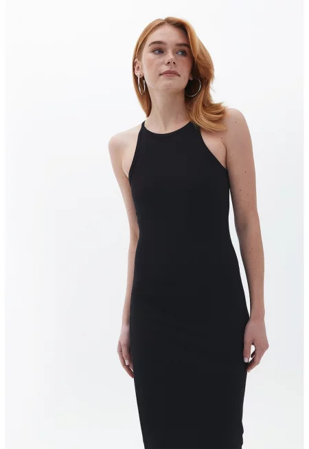 Миди рокля по тялото - Черен
