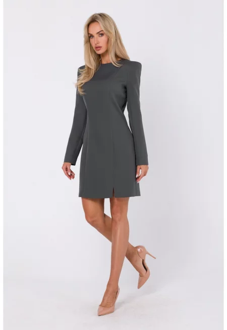 Мини рокля - оформящи шевове - Зелен