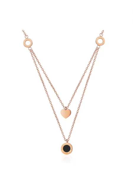 Многоредово колие от неръждаема стомана Aline - Розово златисто