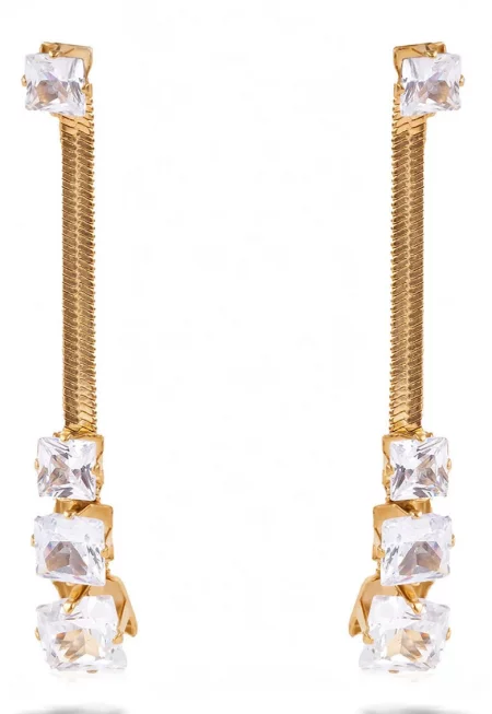 Обеци с 18К злато и циркони