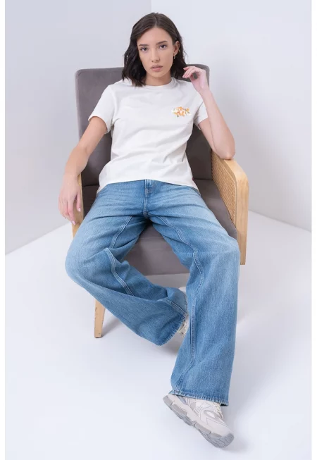 Памучна тениска с овално деколте