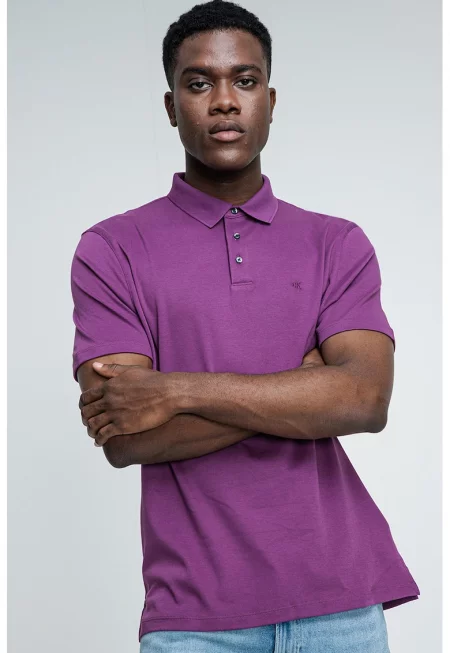 Памучна тениска с яка - Аметист