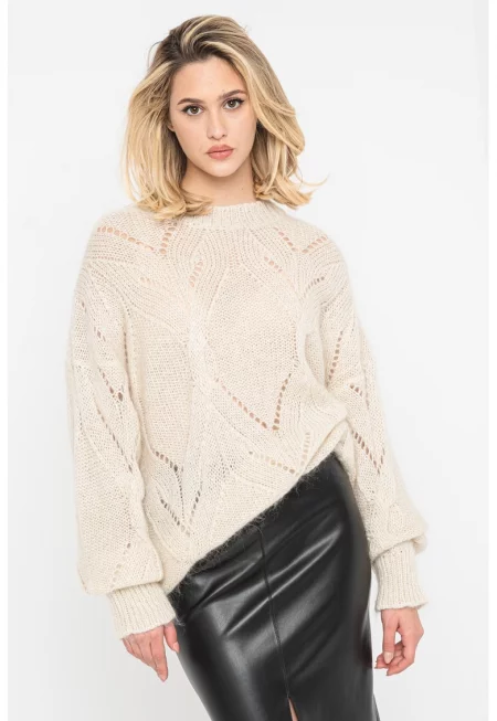 Пуловер с мохер - Слонова кост