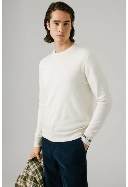 Пуловер с рипсени краища