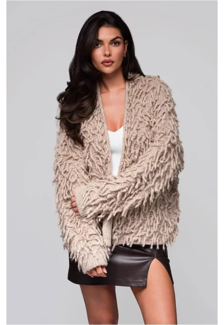 Пуловер жилетка с пискюли  LW-SWCD-0109 - Бежов