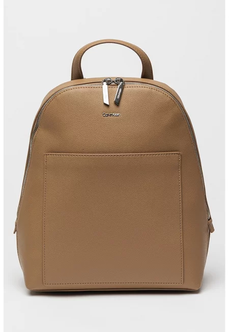 Раница от еко кожа с лого - Светлокафяв