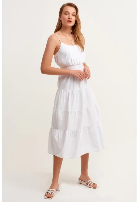 Разкроена рокля - Бял