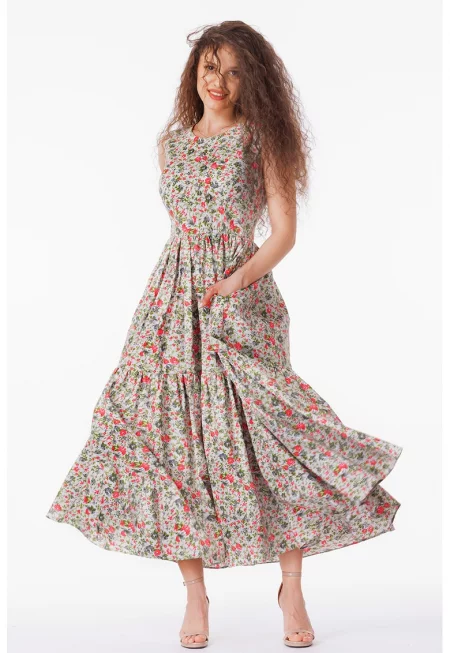 Разкроена рокля с джобове встрани - без ръкави