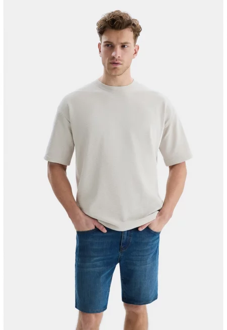 Рипсена тениска Castac с паднали ръкави - Мръснобял