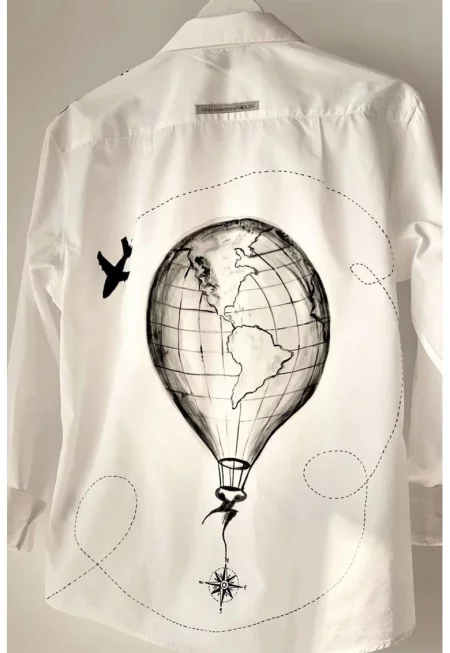 Риза с шарка на гърба - Бял/Черен