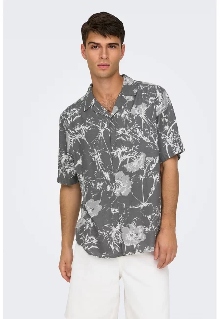 Риза със стандартна кройка - Tъмносив