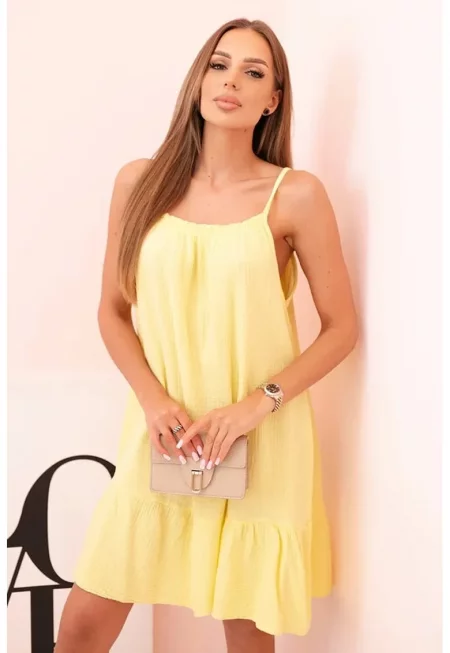 Рокля с презрамки и волани - Един размер