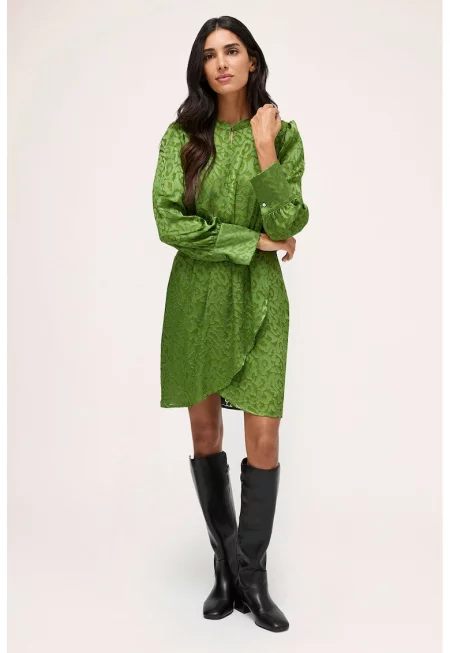Рокля с ръкави буфан - Светлозелен