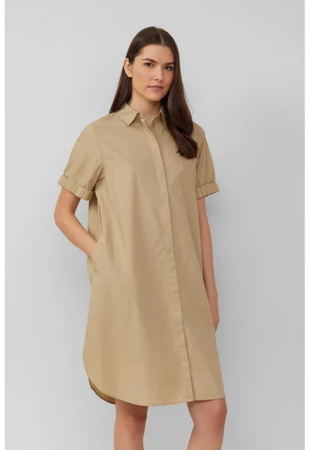 Рокля тип риза с джобове - Тъмнобежово