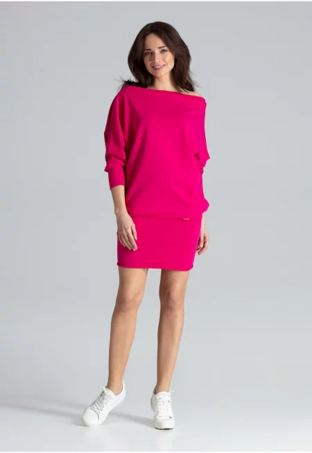 Розова дамска мини рокля  Stubby K254