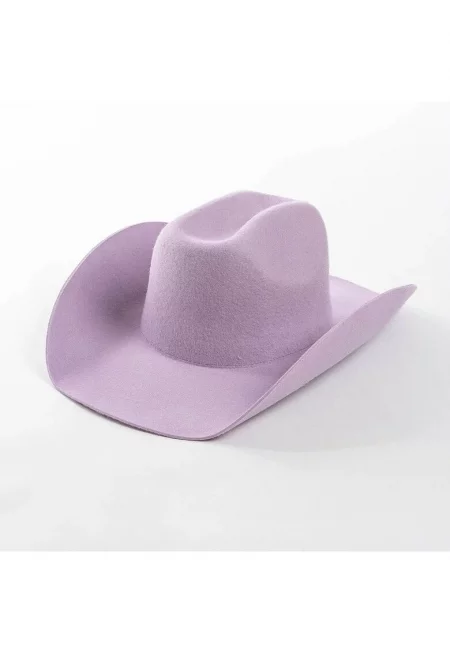 Шапка Fedora - вълна - каубойски стил - регулируема - лилав. Celia