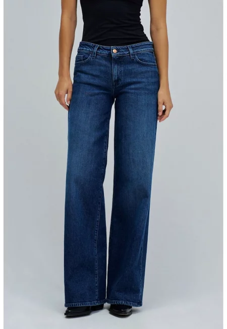 Широки дънки с 5 джоба - Тъмносин