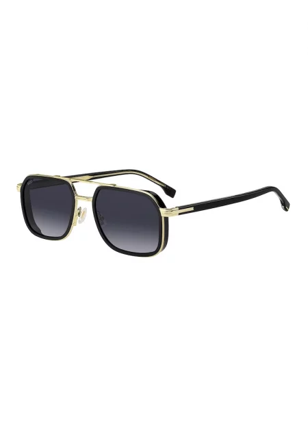 Слънчеви очила Aviator с плътен цвят - Златист/Черен