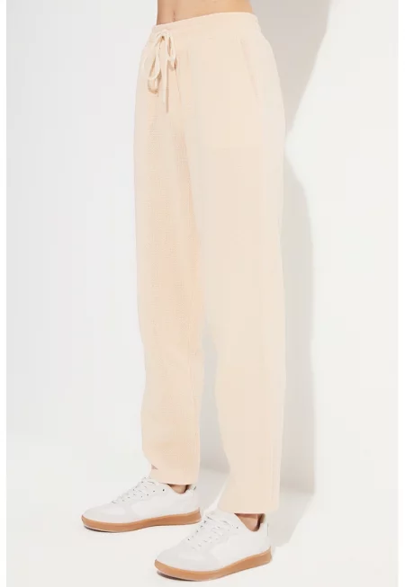 Спортен панталон с връзка - Праскова