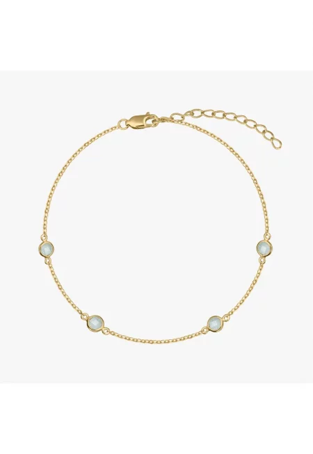 Сребърна гривна Рожден камък Златен март - Аквамарин