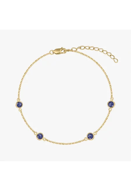 Сребърна гривна Рожден камък Златен Септември - Сапфир