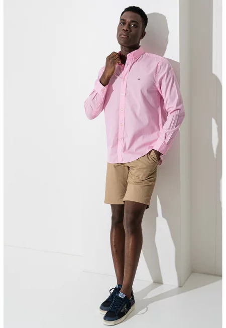 Стандартна риза от памук - Пастелнорозов