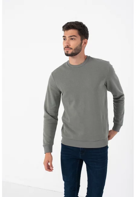 Суитшърт със стандартна кройка - Тъмнозелен/Зелени аспержи