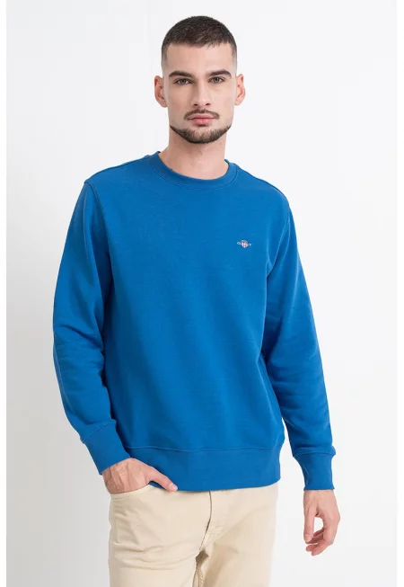 Суитшърт Shield с овално деколте - Небесносин