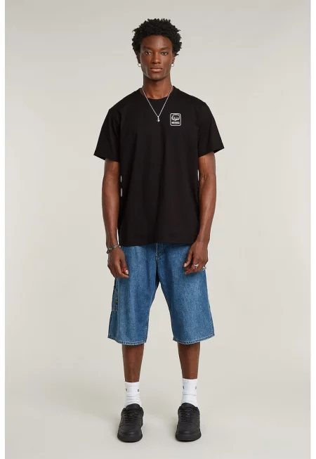 Свободна тениска с принт - Бял/Черен/Жълт