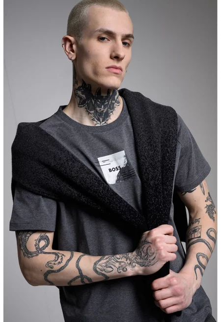 Тениска с лиосел - Сив меланж