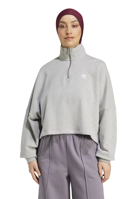 Уголемен суитшърт с къс цип